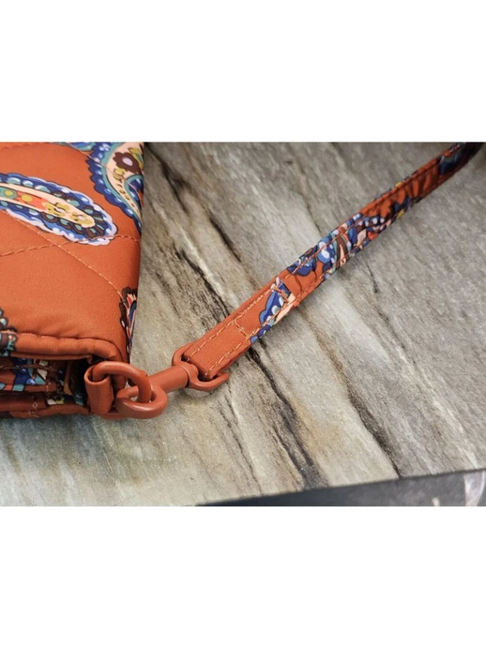 Vera Bradley Manor‎ Paisley Crossbody Purse Quilted Rust Orange Removable Strap